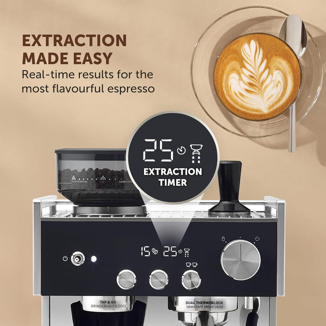 Breville Barista Signature Espresso Machine | Bean to Cup Coffee Maker with Integrated Coffee Grinder & Milk Frother | 15 Bar Italian Pump | Stainless Steel [VCF160]