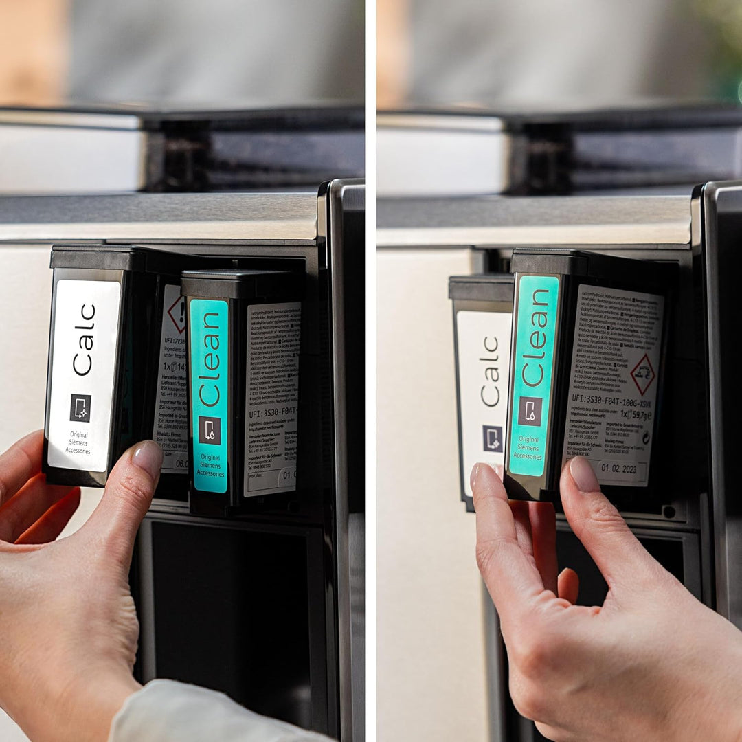 SIEMENS Multipack 1x Cleaning and Descaling Cartridge TZ800Z3 for EQ900plus Fully Automatic Coffee Machines, Content 1 Cleaning and 1 Descaling Cartridge