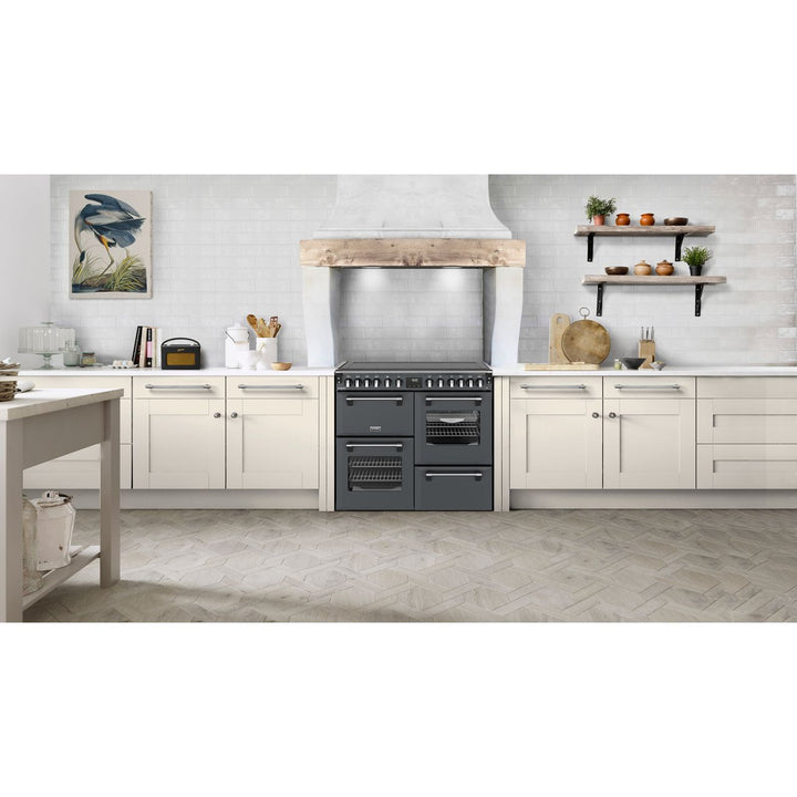 Stoves Richmond Deluxe 100Ei 100cm wide Electric Range Cooker with Induction Hob - Twilight Blue - A Rated