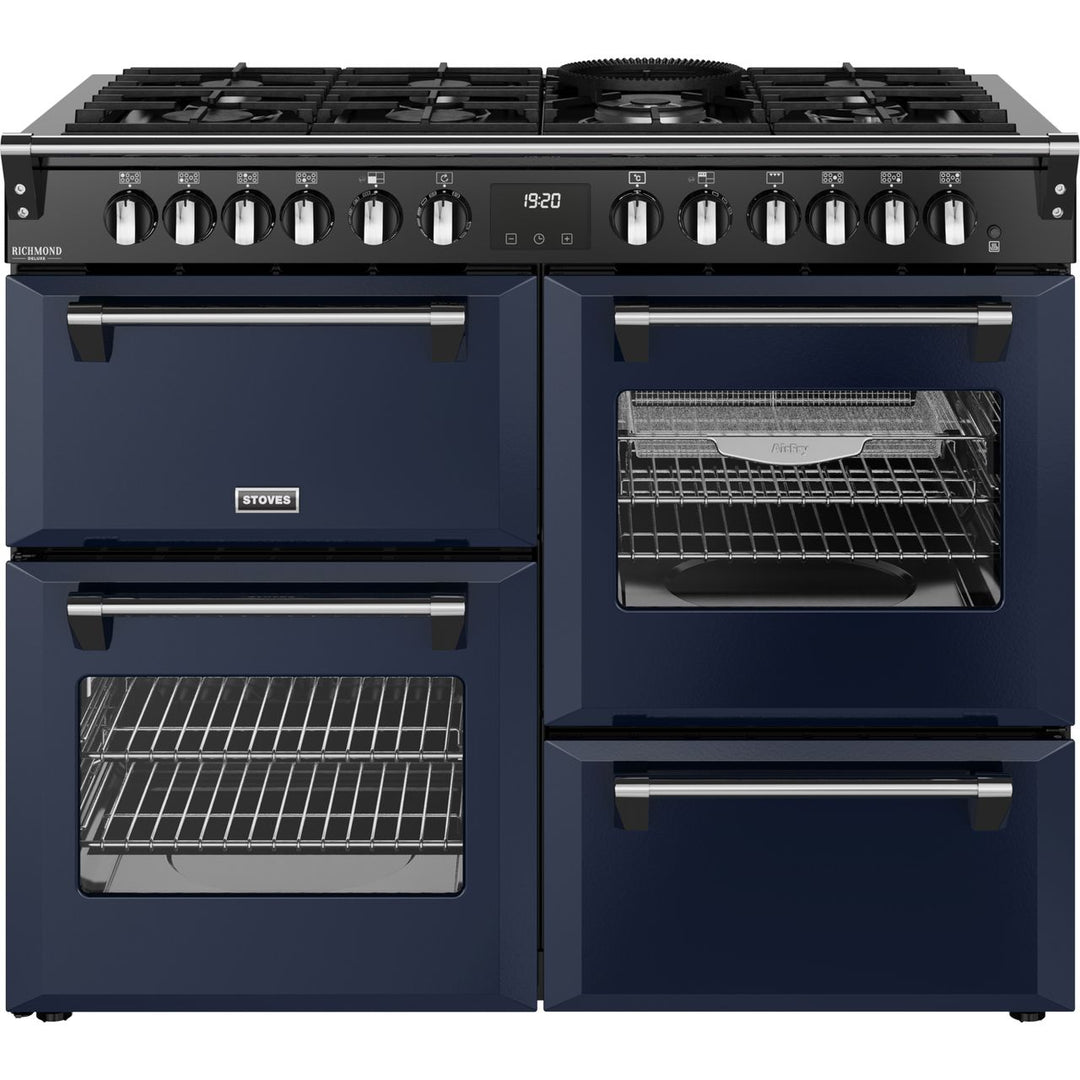 Stoves Richmond Deluxe 110DF 110cm wide Dual Fuel Range Cooker with Gas Hob - Midnight Blue