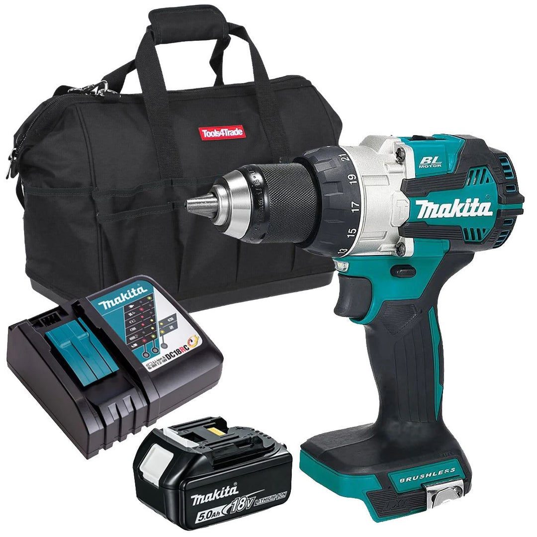 Makita DHP489Z 18V Brushless Combi Drill With 1 x 5.0Ah Battery Charger &amp; Bag