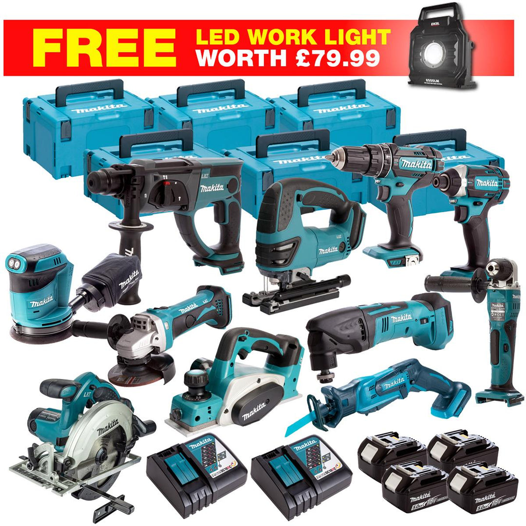 Makita 18V 12 Piece Combo Kit with 4 x 5.0Ah Batteries & Charger T4TKIT-27800