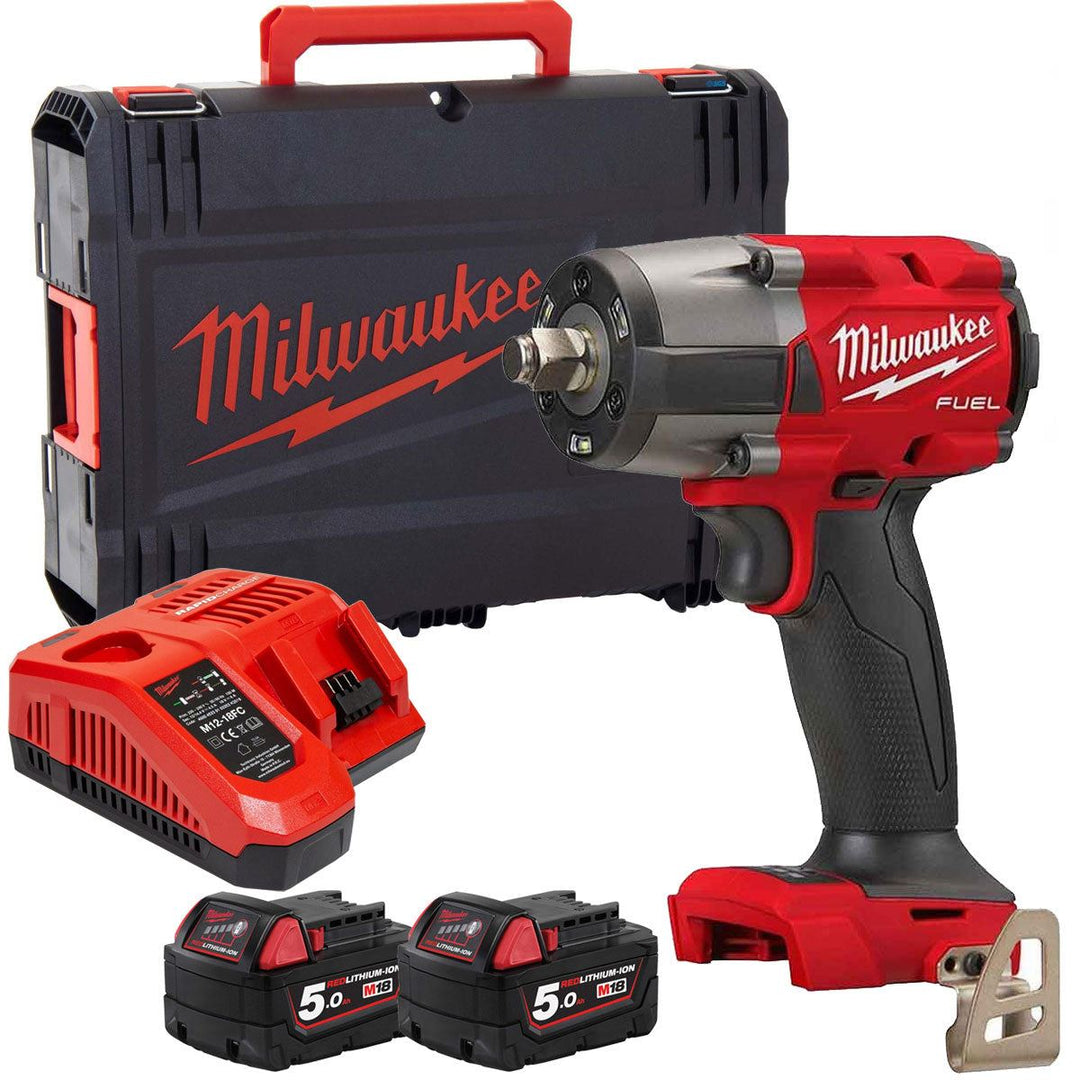 Milwaukee M18FMTIW2F12-0X 18V Brushless Impact Wrench 2 x 5.0Ah Batteries Charger &amp; Case
