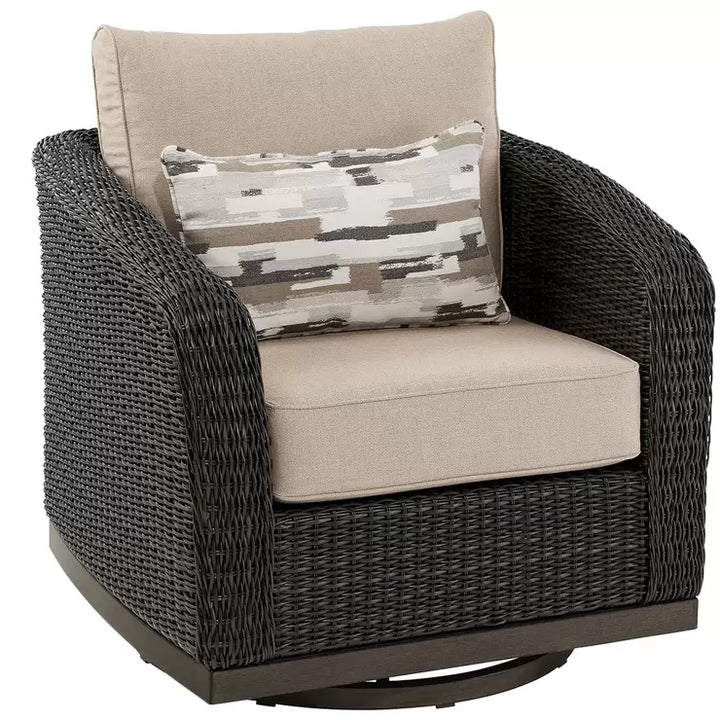 Agio Cameron 4 Piece Woven Deep Seating Set All-weather wicker is resistant to fading, stains, mildew and stretching