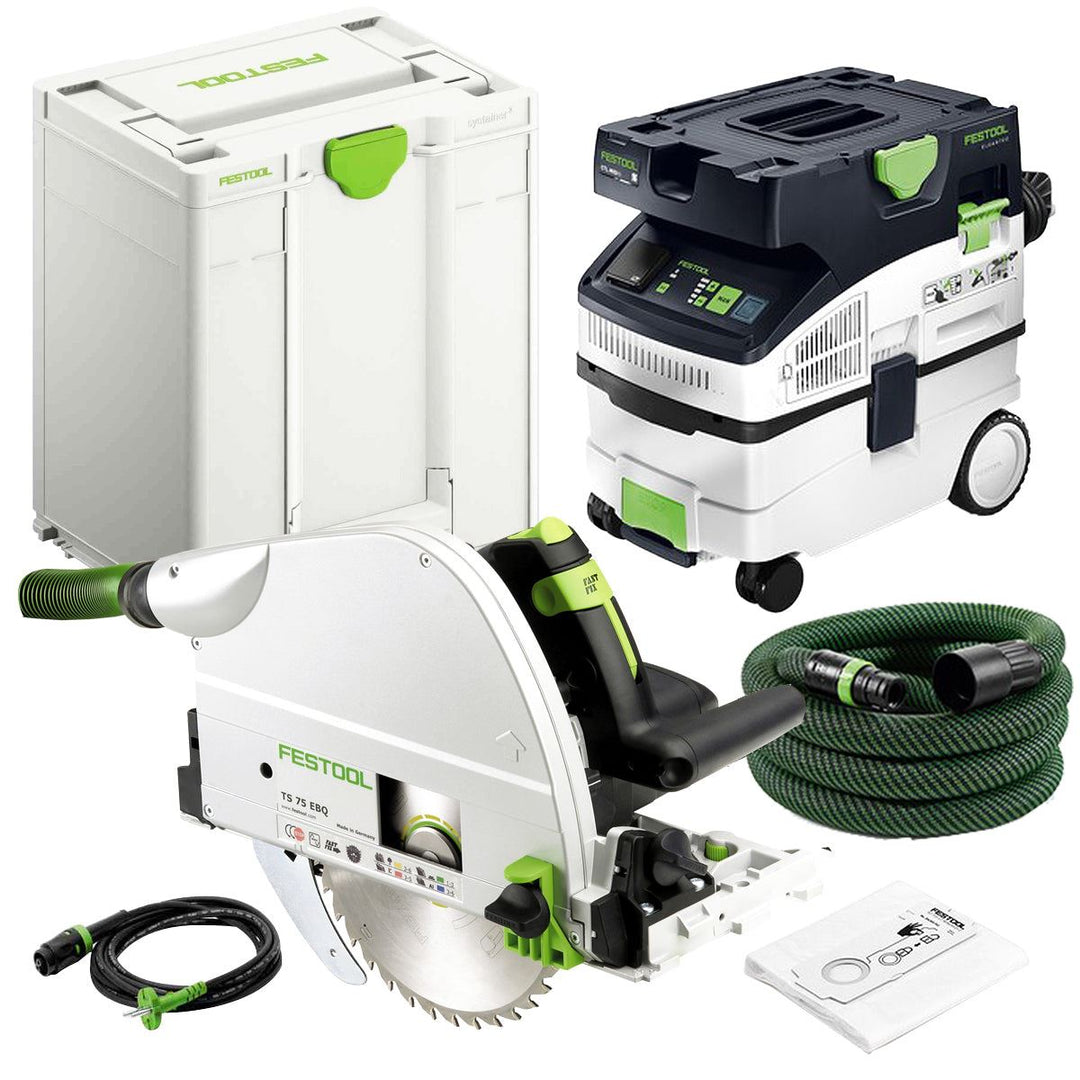 Festool TS 75 EBQ-Plus 230V GB Circular Plunge Cut Saw - 576114 With Mobile Dust Extractor 578321