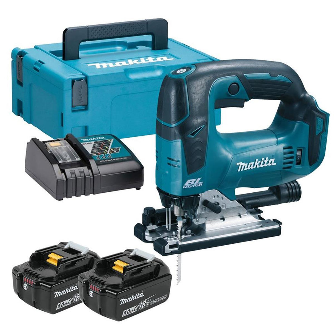Makita DJV182RTJ 18V LXT Brushless Jigsaw Top Handle With 2 x 5.0Ah Batteries, Charger &amp; Case