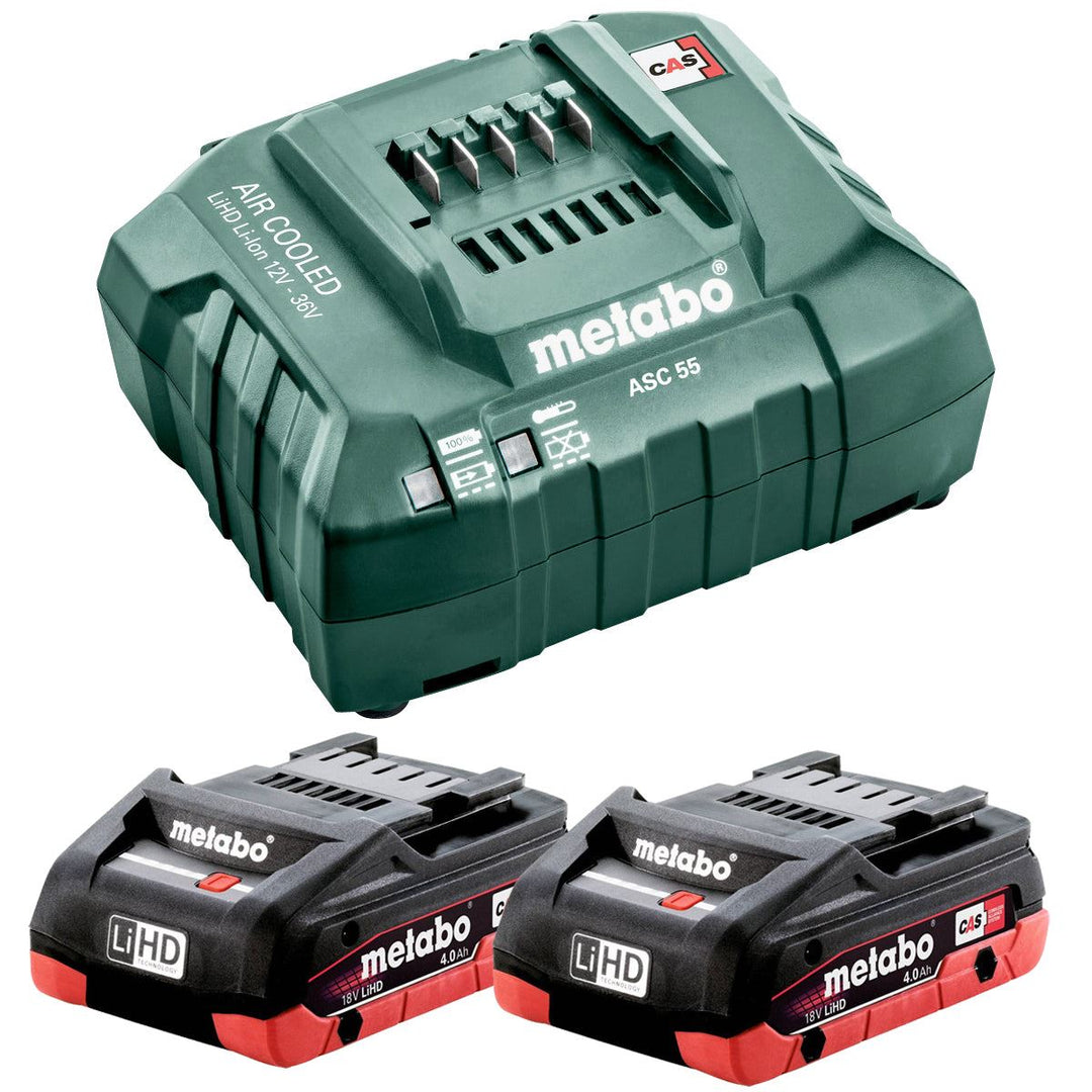 Metabo Basic Set 18V 2 x 4.0Ah LiHD Battery with ASC 55 Air Cooled Charger 685163380