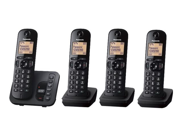 TieDex UK Panasonic KX-TGC224E - cordless phone - answering system with caller ID/call waiting + 3 additional handsets - 3-way call capability