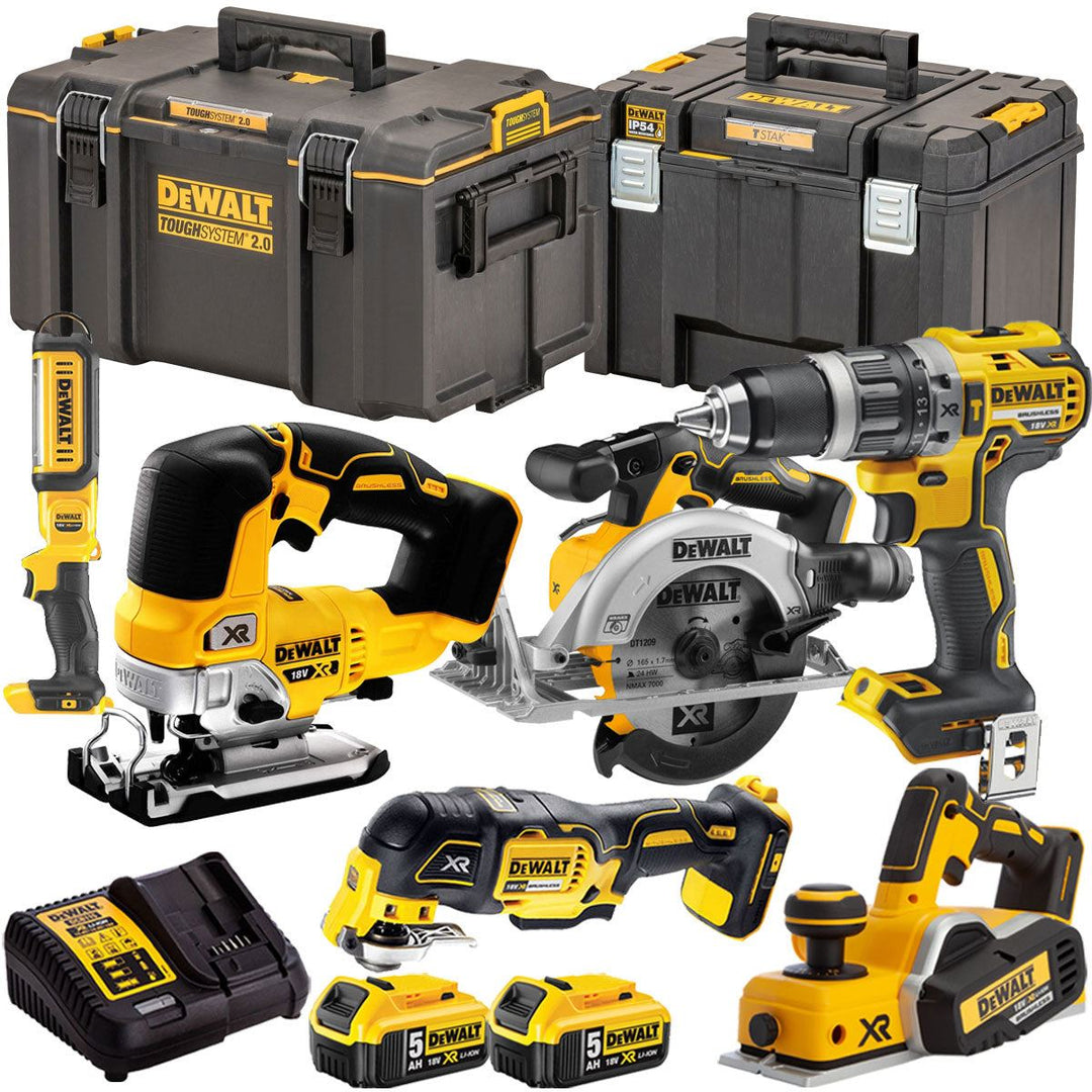DeWalt DCKT4T6P11 18V XR 6 Piece Power Tool Kit with 2 x 5.0Ah Batteries & Toughsystem Box