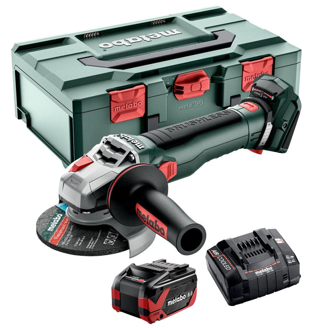 Metabo WB 18 LT BL 11-125 18V Brushless Angle Grinder with 1 x 8.0Ah Battery Charger & Case