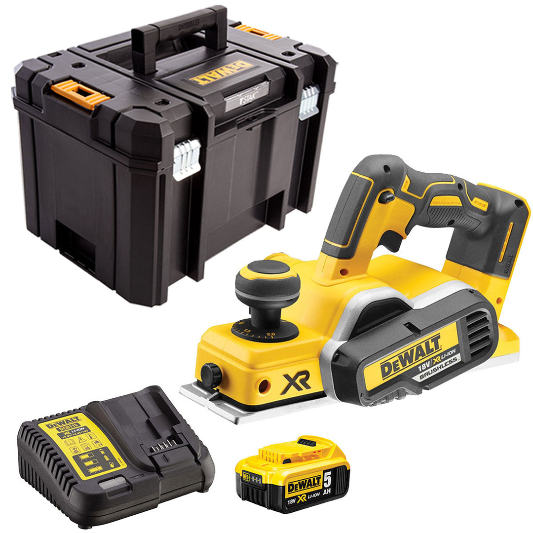 Dewalt DCP580N 18V Brushless 82mm Planer with 1 x 5.0Ah Battery & Charger in Case