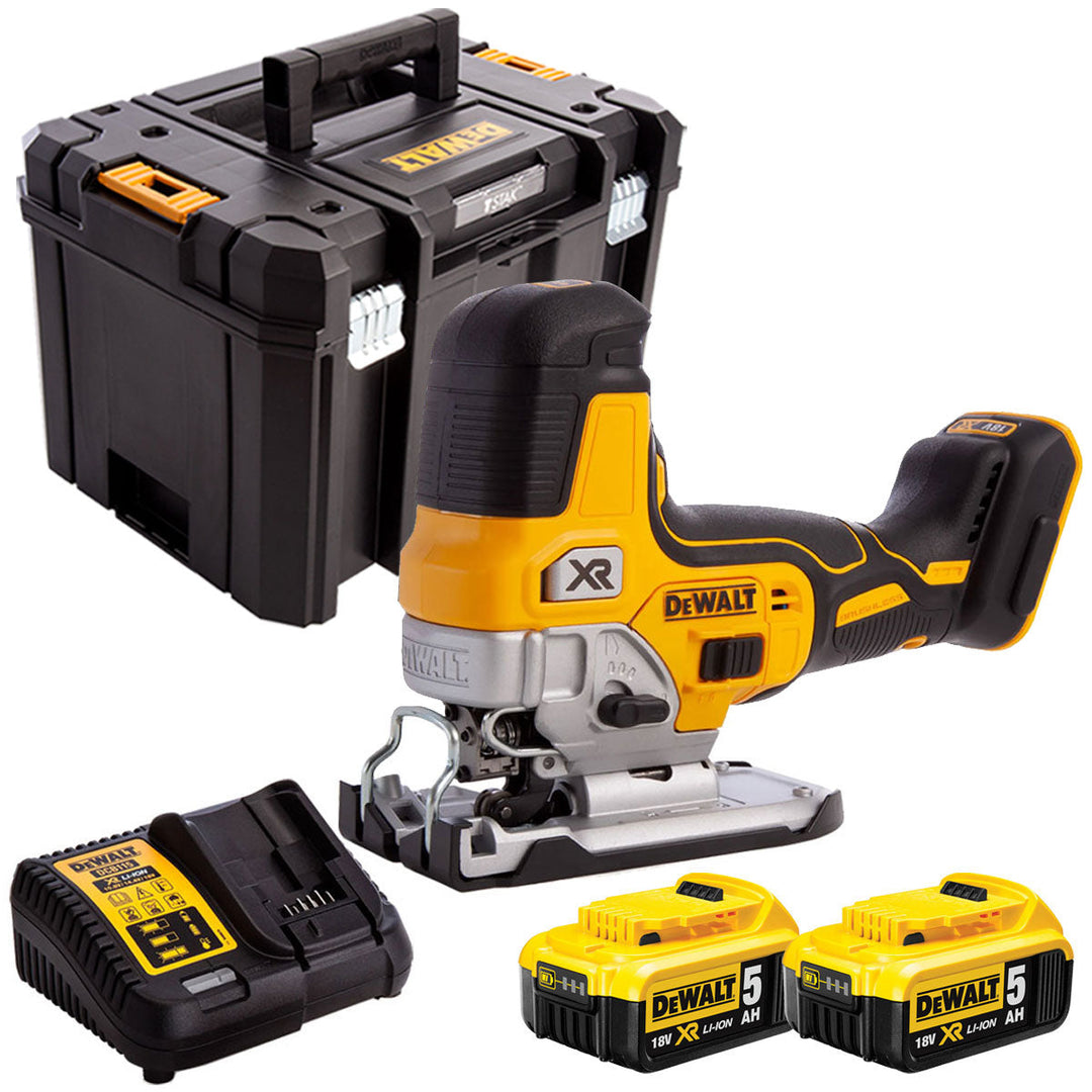DeWalt DCS335N 18V Brushless Grip Jigsaw with 2 x 5.0Ah Batteries & Charger in Case