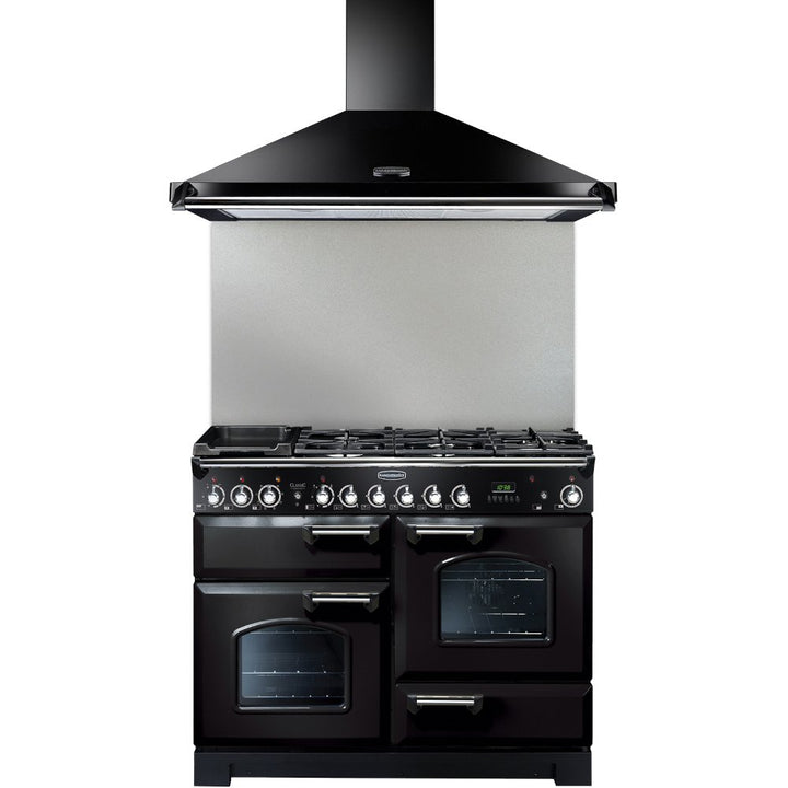 Rangemaster Classic CLAHDC110BC 110cm Chimney Cooker Hood Black / Chrome, Black with Chrome Trim