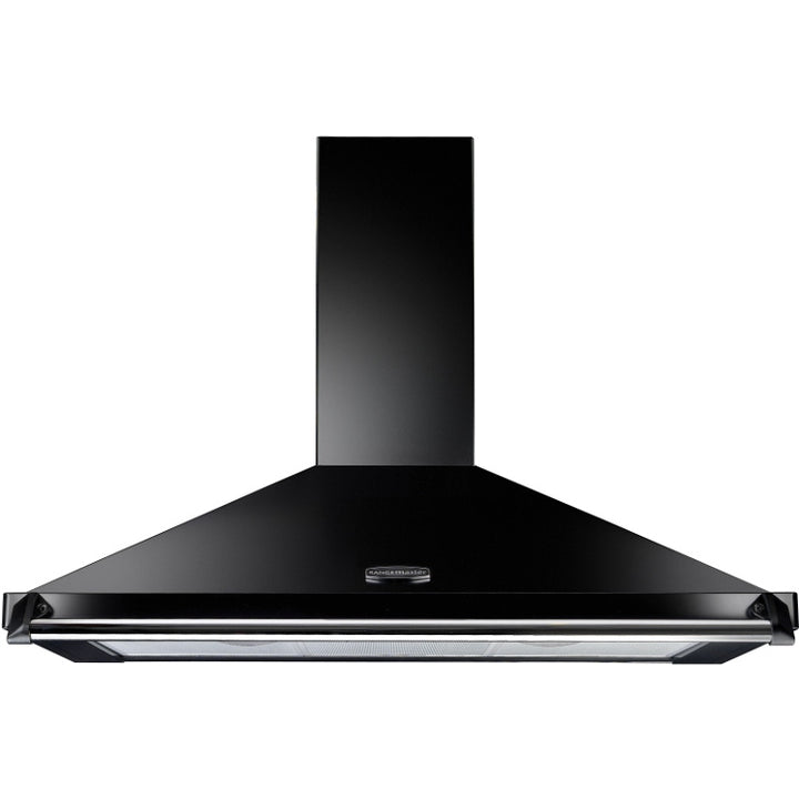 Rangemaster Classic CLAHDC110BC 110cm Chimney Cooker Hood Black / Chrome, Black with Chrome Trim