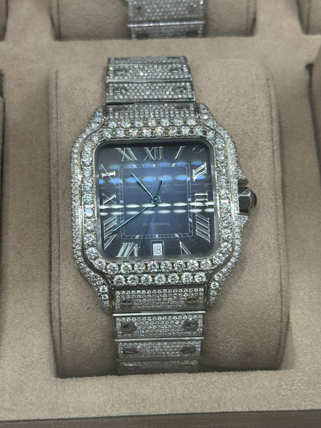 Cartier santos large 39mm -natural diamonds box and card AM