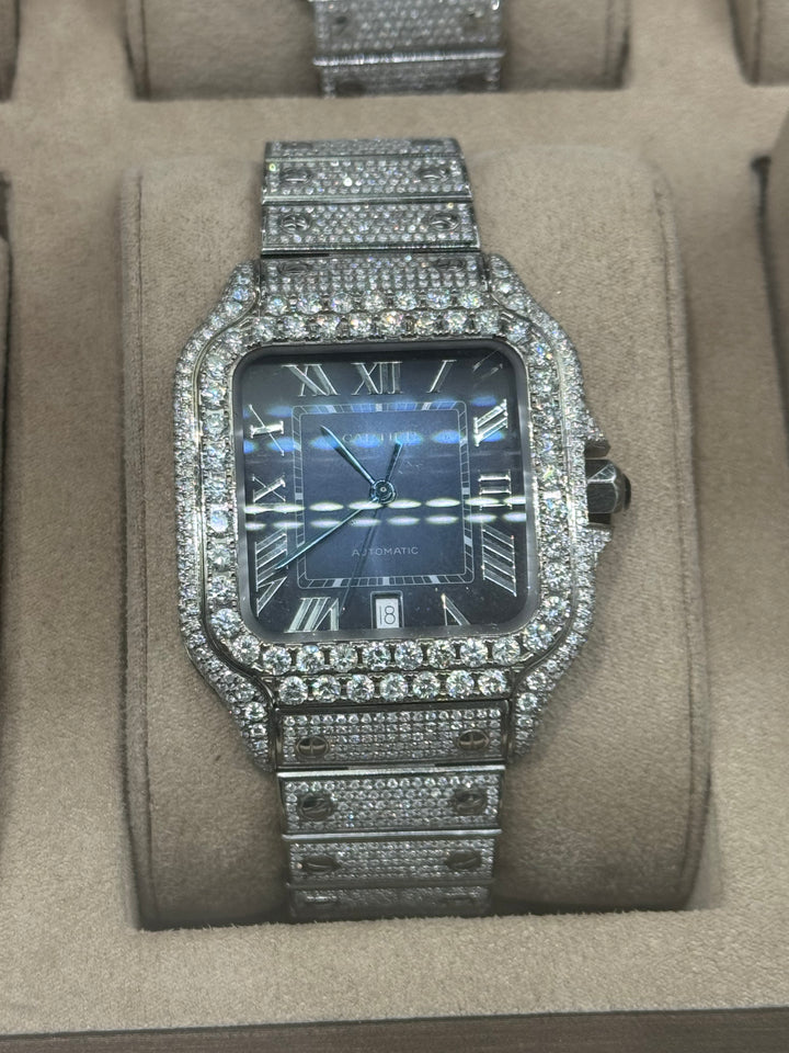Cartier santos large 39mm -natural diamonds box and card AM