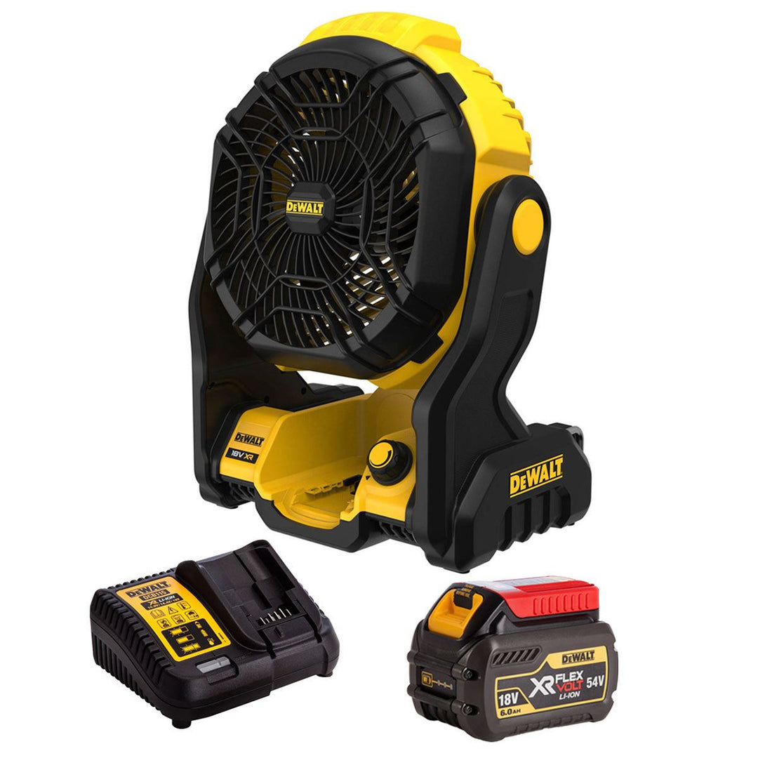 Dewalt DCE512N 18V XR Cordless Jobsite Fan with 1 x 6.0Ah Battery & Charger