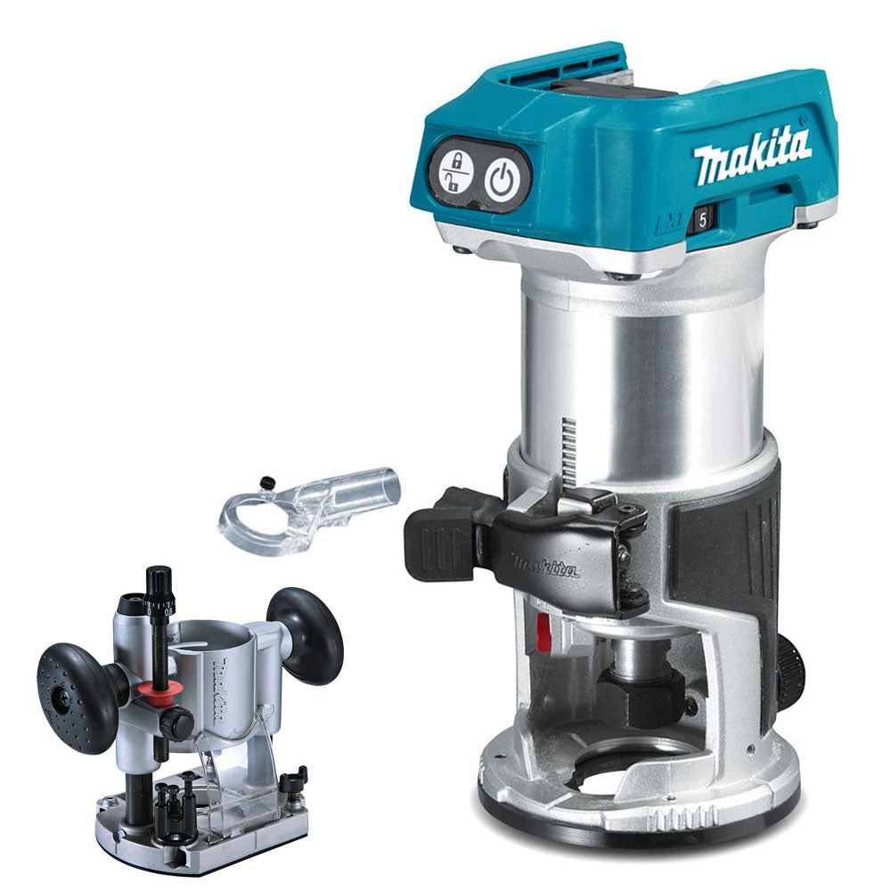 Adjustable Router Trimmer Makita DRT50Z 18V Brushless Router Trimmer With Plunge Router Base & D ...