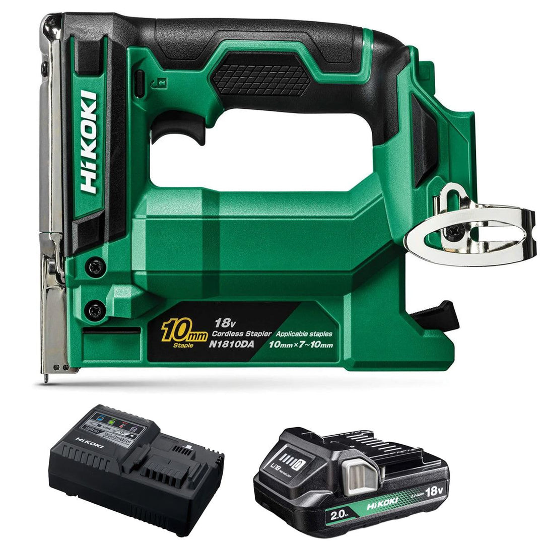 Hikoki N1810DAW4Z 18V 10mm Crown Width Fine Wire Stapler with 1 x 2.0Ah Battery & Charger