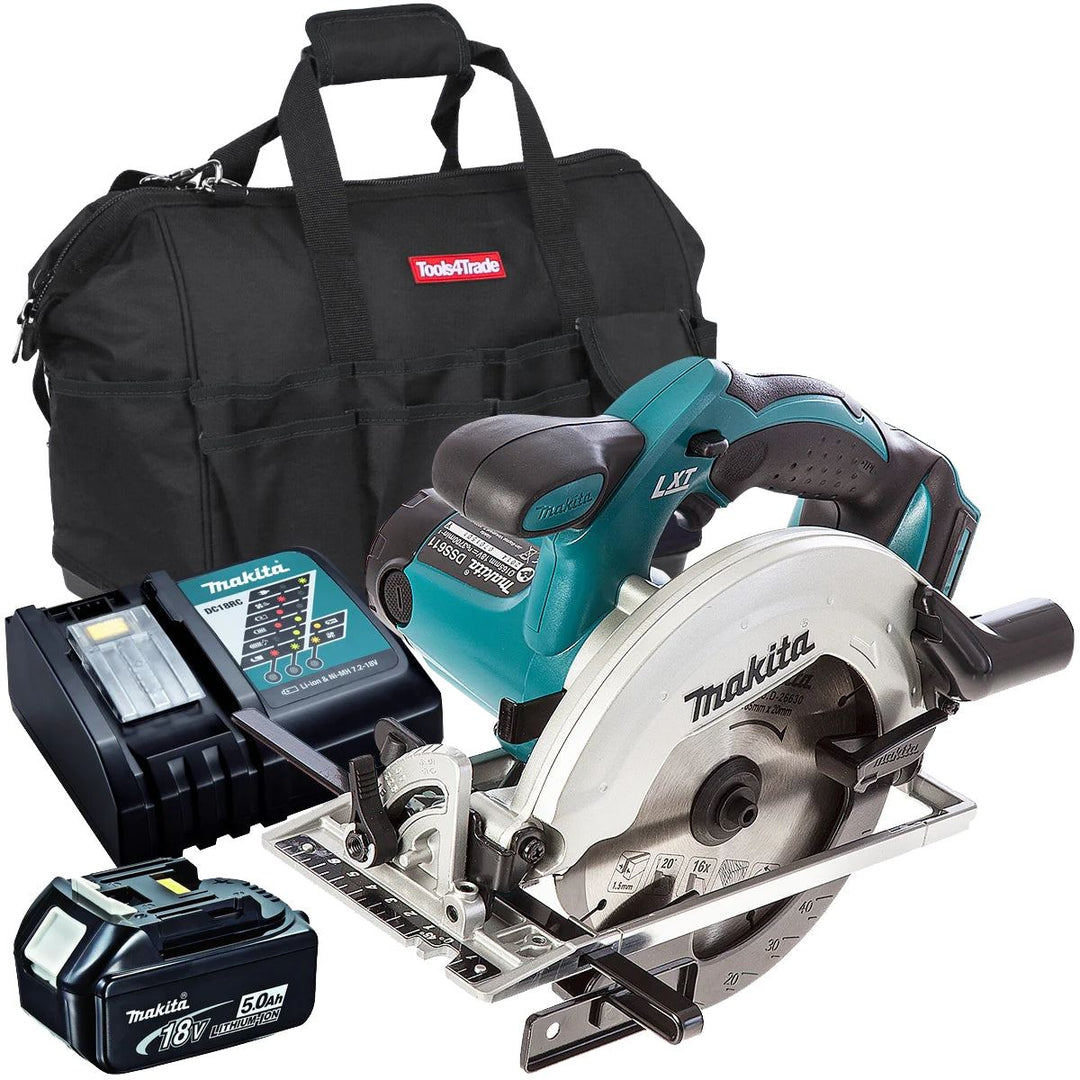 Makita DSS611Z 18V Cordless 165mm Circular Saw with 1 x 5.0Ah Battery Charger &amp; Bag