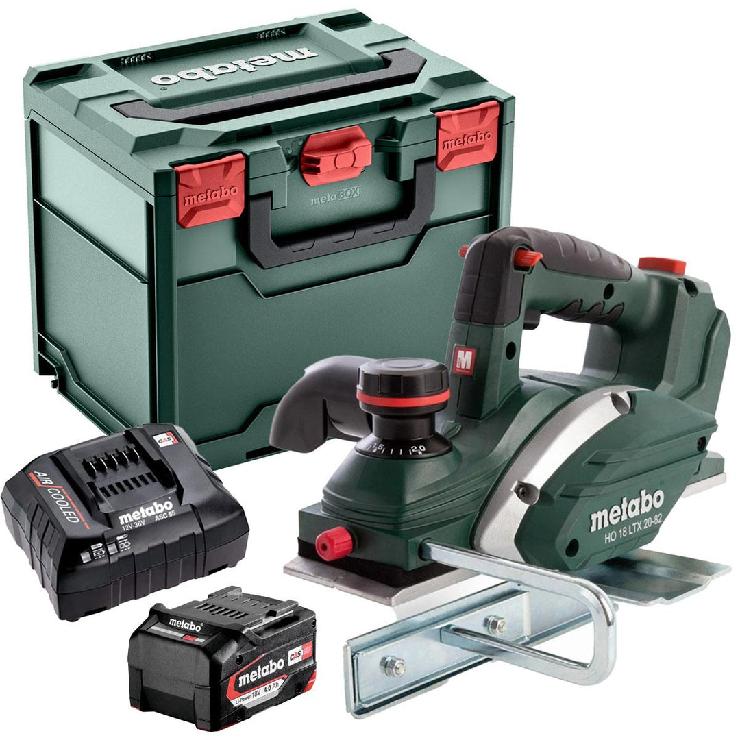 Metabo HO 18 LTX 20-82 18V Cordless Planer with 1 x 4.0Ah Battery Charger & Metabox