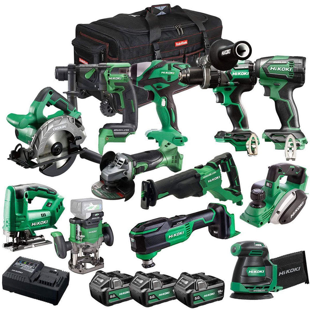 Hikoki 18V 12 Piece Power Tool Combo Kit with 3 x 5.0Ah Battery & Charger T4TKIT-27287