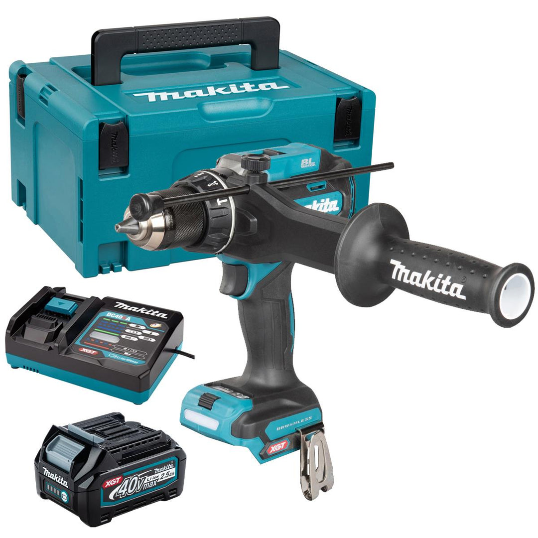 Makita HP003GZ01 40V Max XGT Brushless Combi Drill with 1 x 2.5Ah Battery Charger &amp; Case