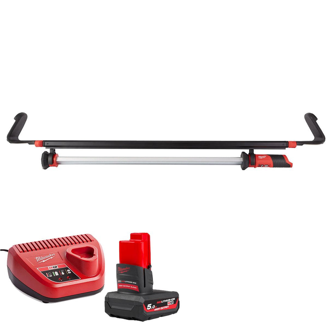 Milwaukee M12UHL-0 12V LED Under Hood Light 1350 Lumens with 1 x 5.0Ah Battery & Charger