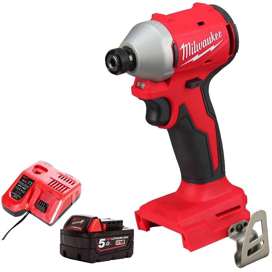 Milwaukee M18BLIDRC-0 18V Brushless 1/4" Impact Driver with 1 x 5.0Ah Battery &amp; Charger