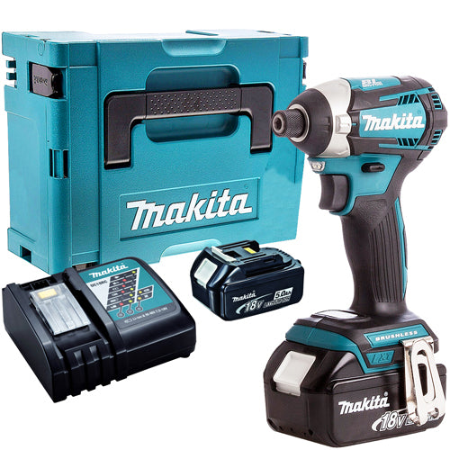 Makita DTD154Z 18V LXT Brushless Impact Driver with 2 x 5.0Ah Batteries &amp; Charger in Case