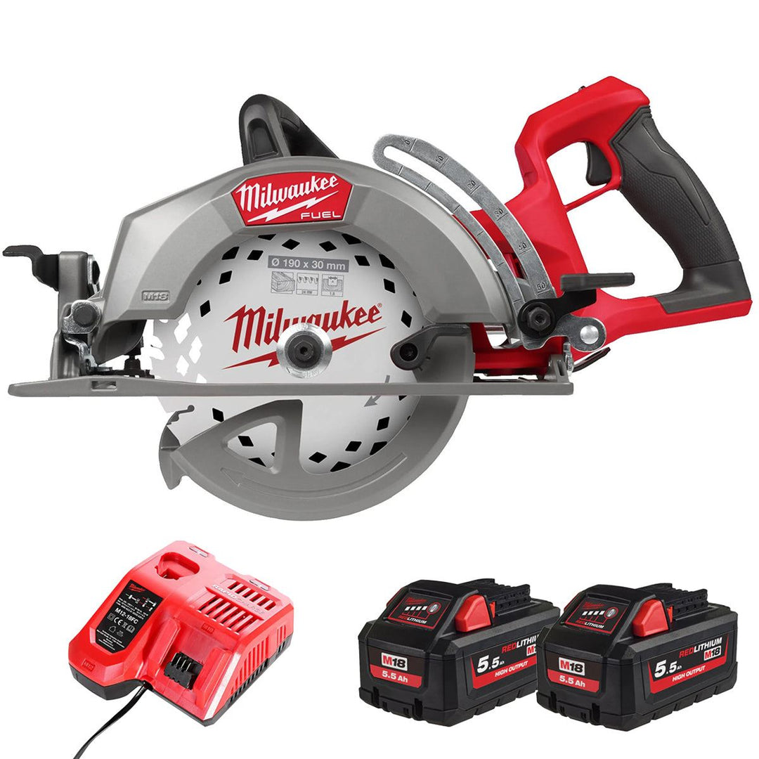 Milwaukee M18FCSRH662-0 M18 FUEL Gen 2 18V Brushless Circular Saw with 2 x 5.5Ah Battery &amp; Charger