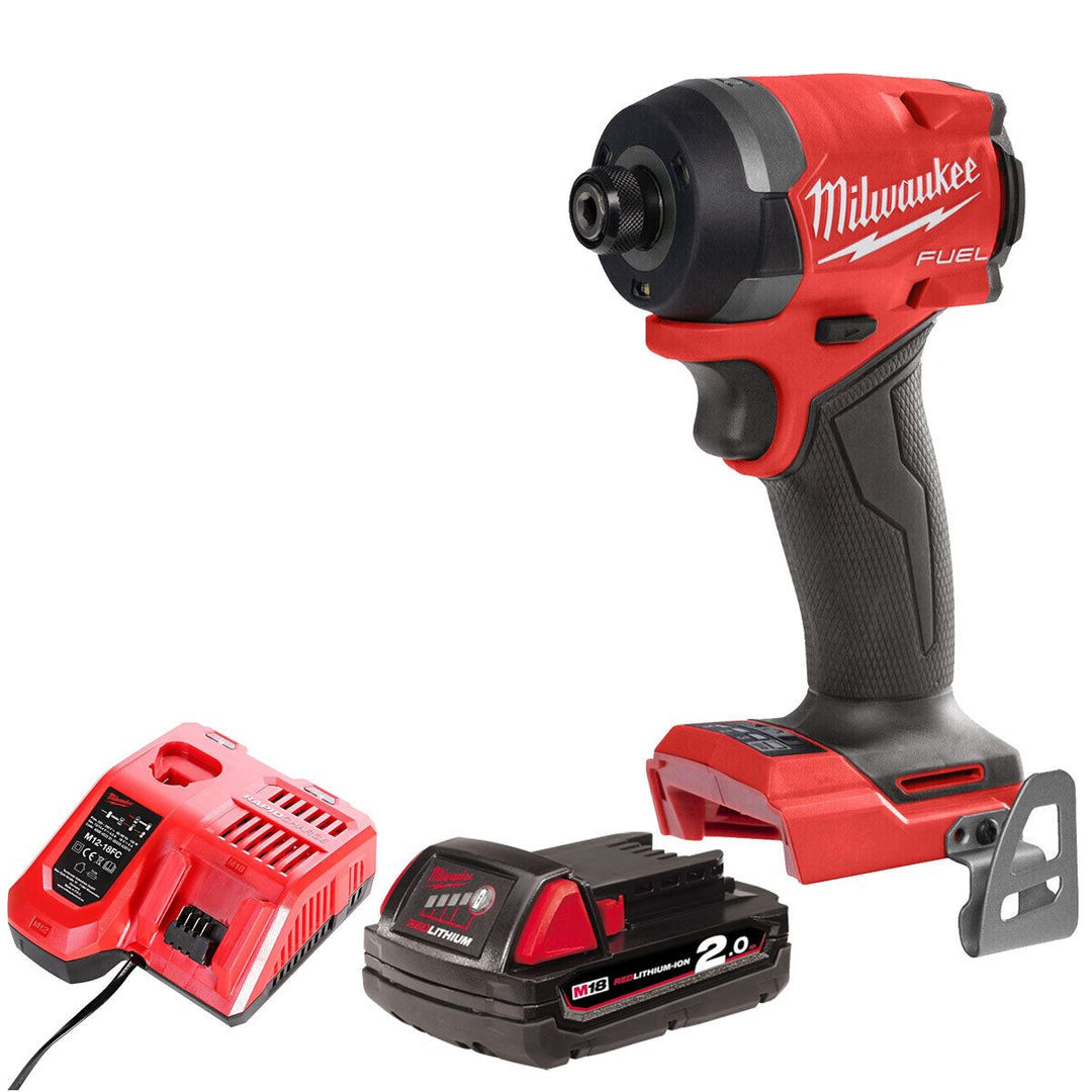 Milwaukee M18FID3-0 18V Fuel Brushless 1/4" Impact Driver with 1 x 2.0Ah Battery &amp; Charger