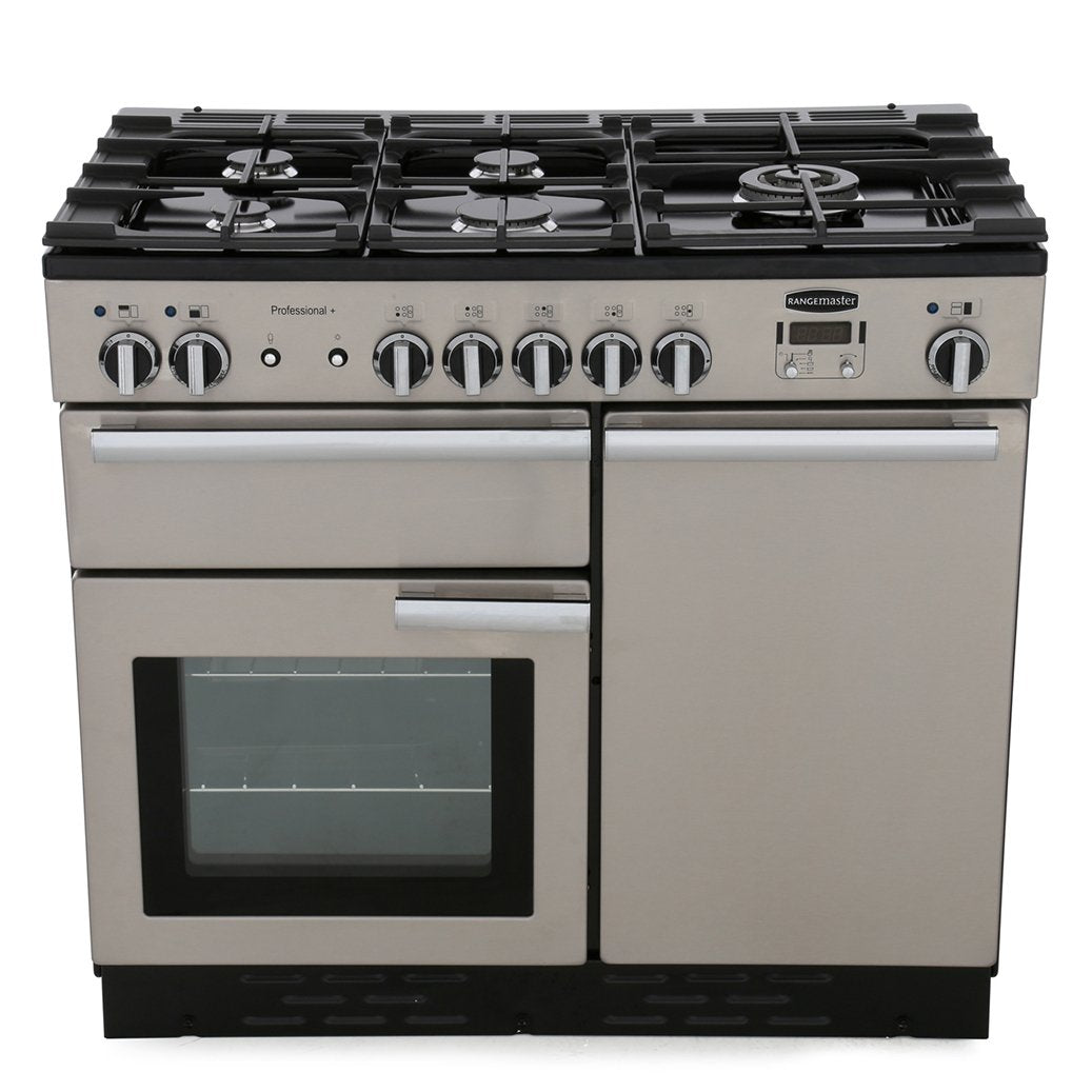 Rangemaster Professional Plus PROP100DFFSS/C 100cm wide Dual Fuel Range Cooker with Gas Hob - Stainless Steel