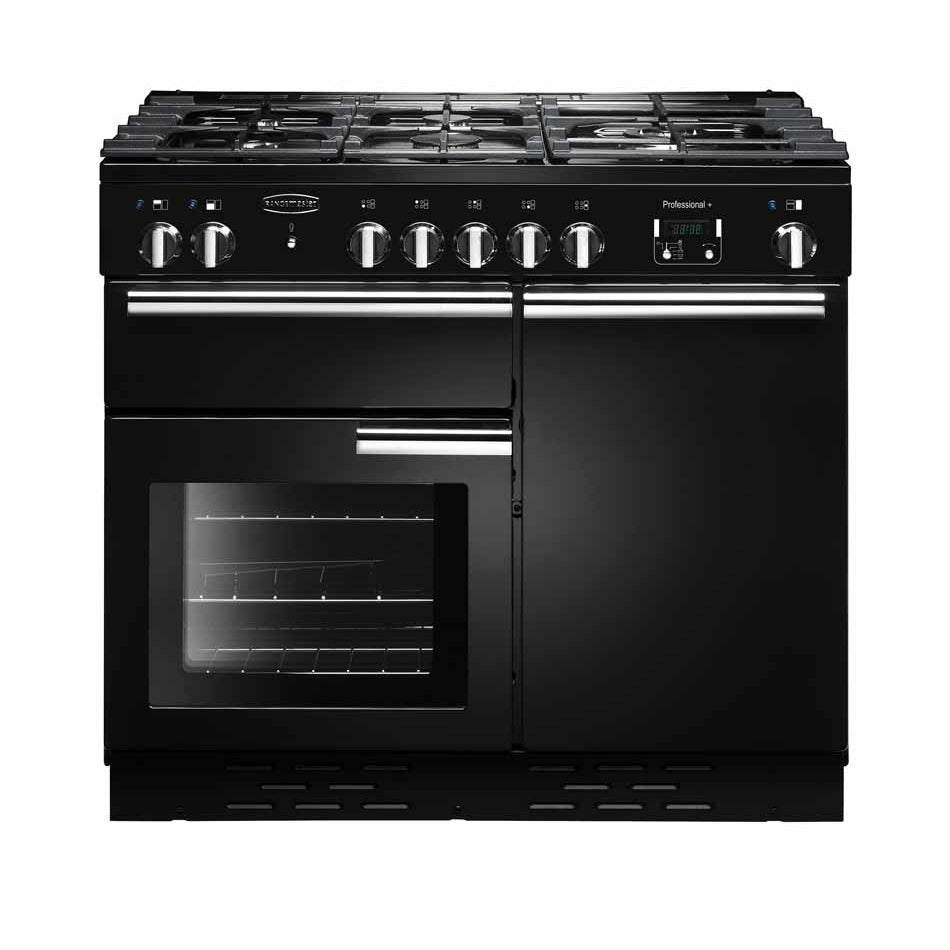 Rangemaster Professional Plus PROP100DFFGB/C 100cm wide Dual Fuel Range Cooker with Gas Hob - Black