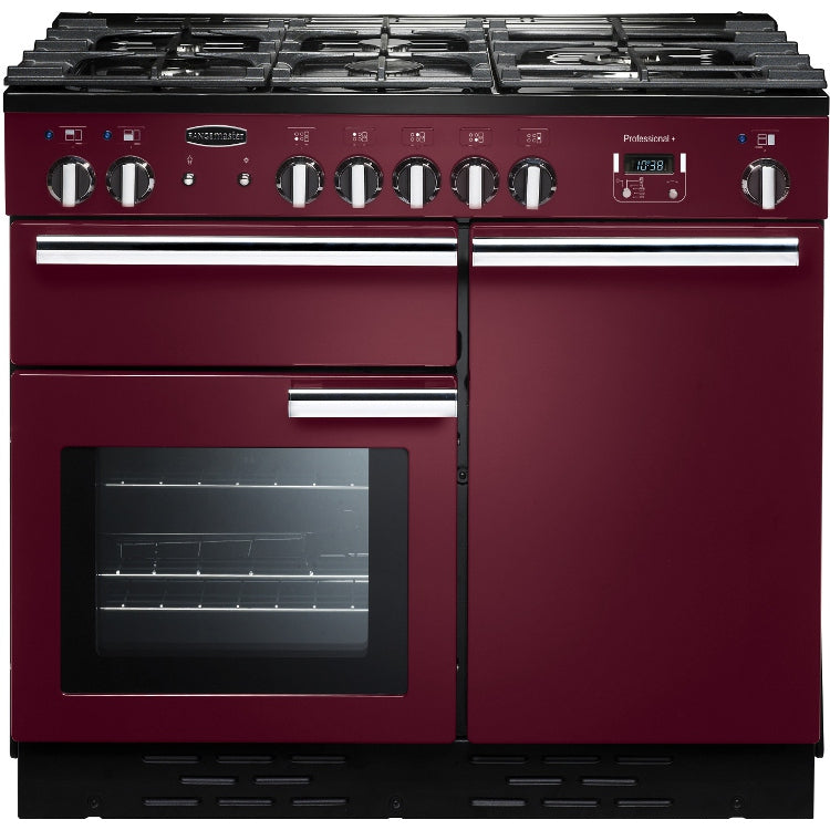 Rangemaster Professional Plus PROP100DFFCY/C 100cm wide Dual Fuel Range Cooker with Gas Hob - Cranberry