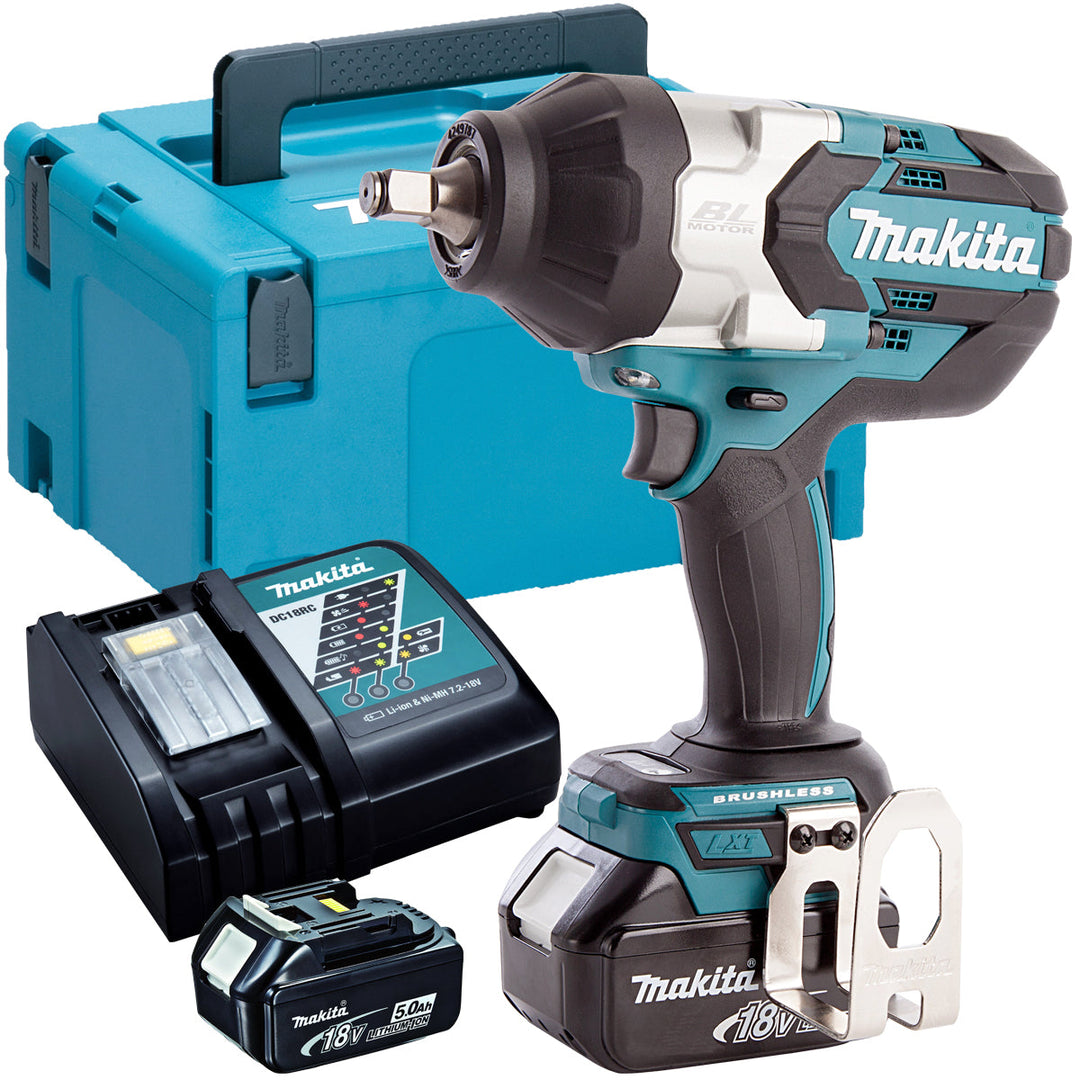 Makita DTW1002Z 18V Brushless Impact Wrench With 2 x 5.0Ah Batteries &amp; Charger In Case