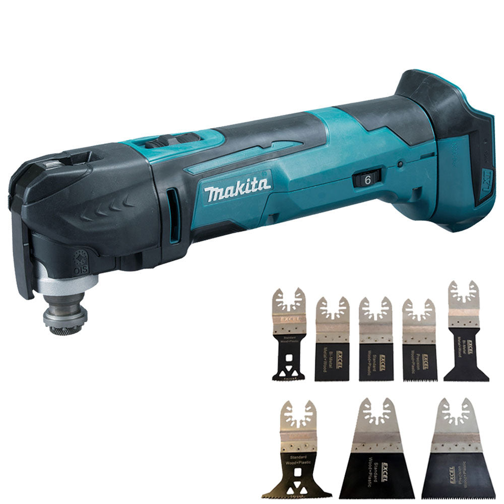 Makita DTM51Z 18V Oscillating Multitool Cutter Body with 8 Piece Accessories Set