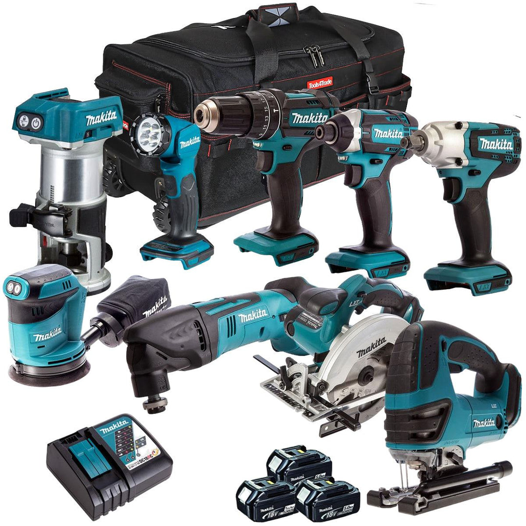 Makita DLX1012PT 18V LXT 9 Piece Cordless Power Tool Kit with 3 x 5.0Ah Batteries