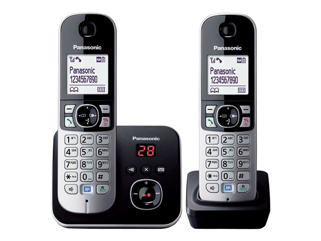 TieDex UK Panasonic KX-TG6822EB - cordless phone - answering system with caller ID + additional handset