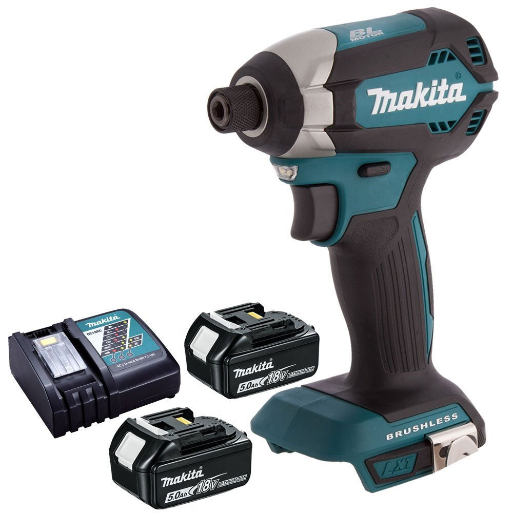 Makita DTD153Z 18V Brushless Impact Driver Body With 2 x 5.0Ah Battery &amp; Charger
