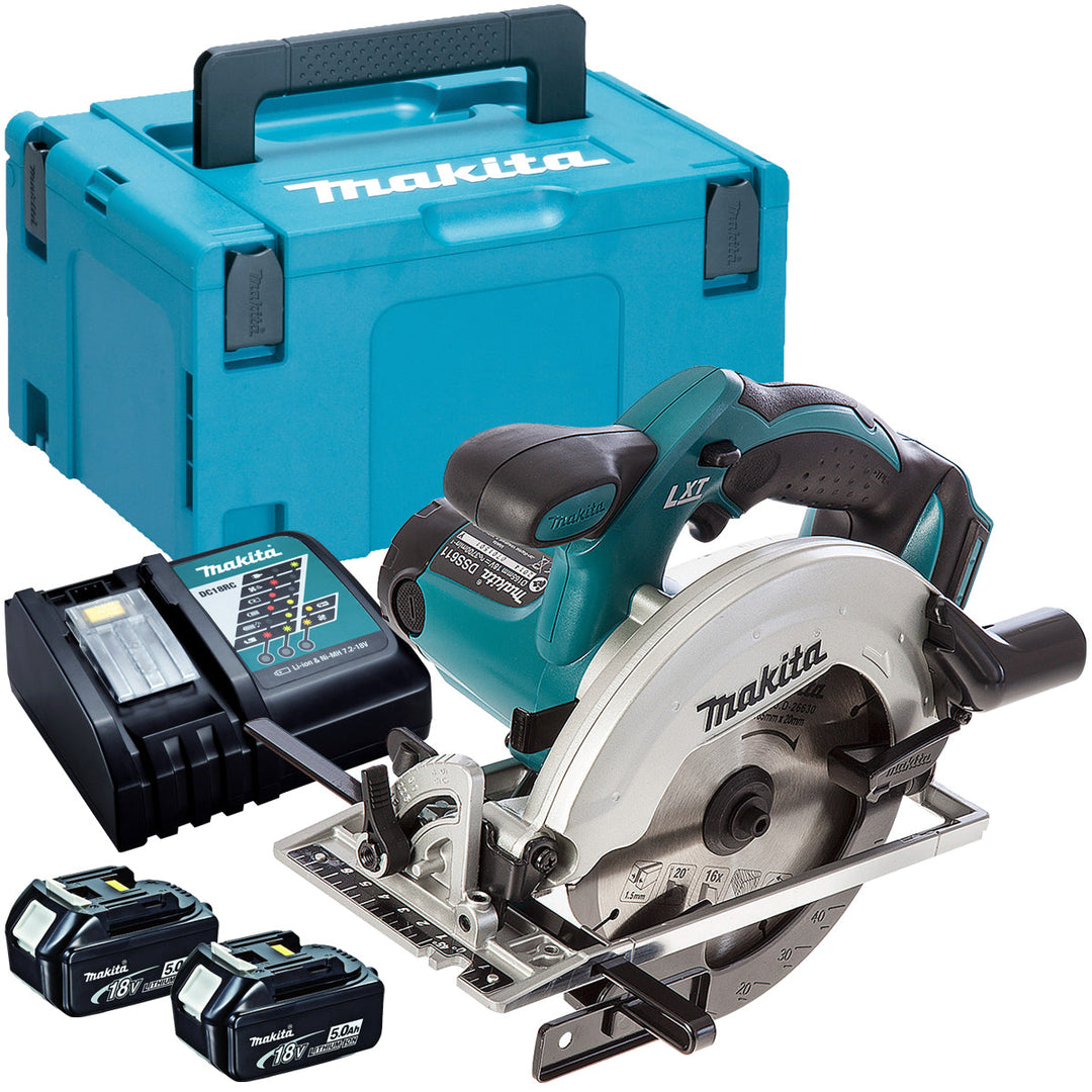 Makita DSS611Z 18V 165mm Circular Saw with 2 x 5.0Ah Batteries &amp; Charger in Case
