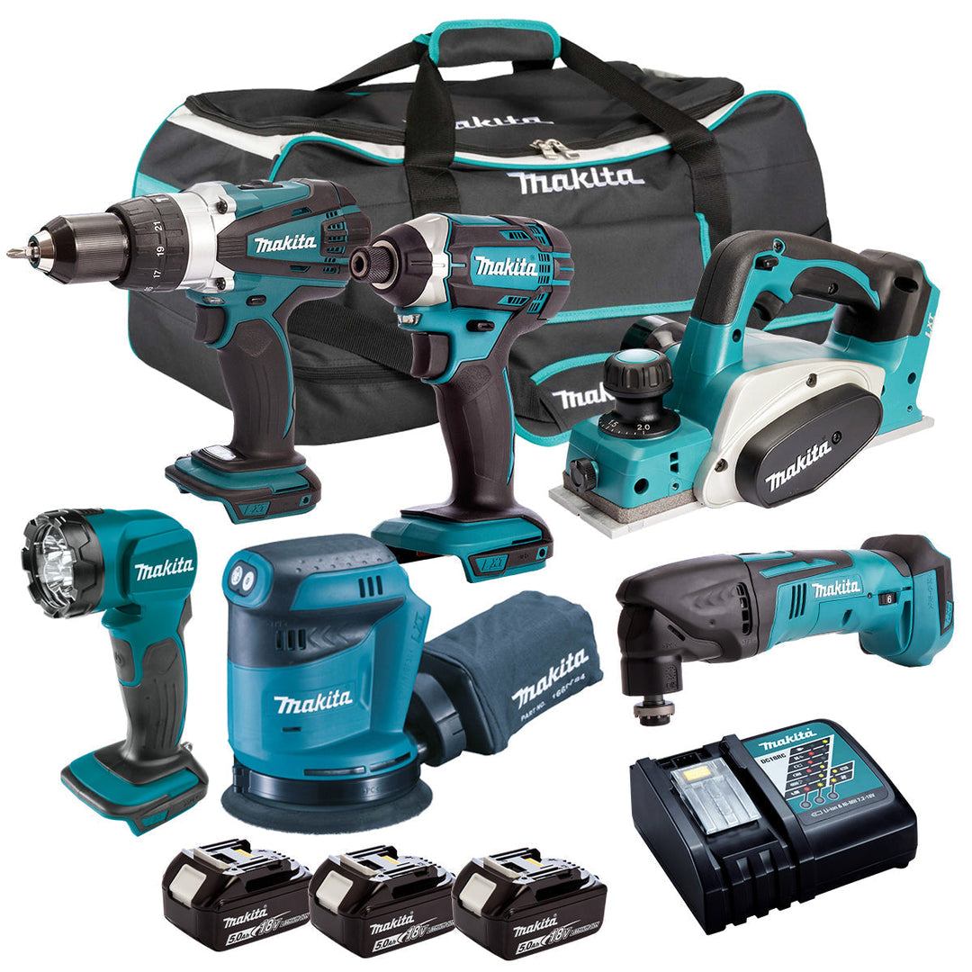 Makita 6 Piece 18V Li-ion Kit 3 x 5.0Ah Batteries MAKDEAL-49M