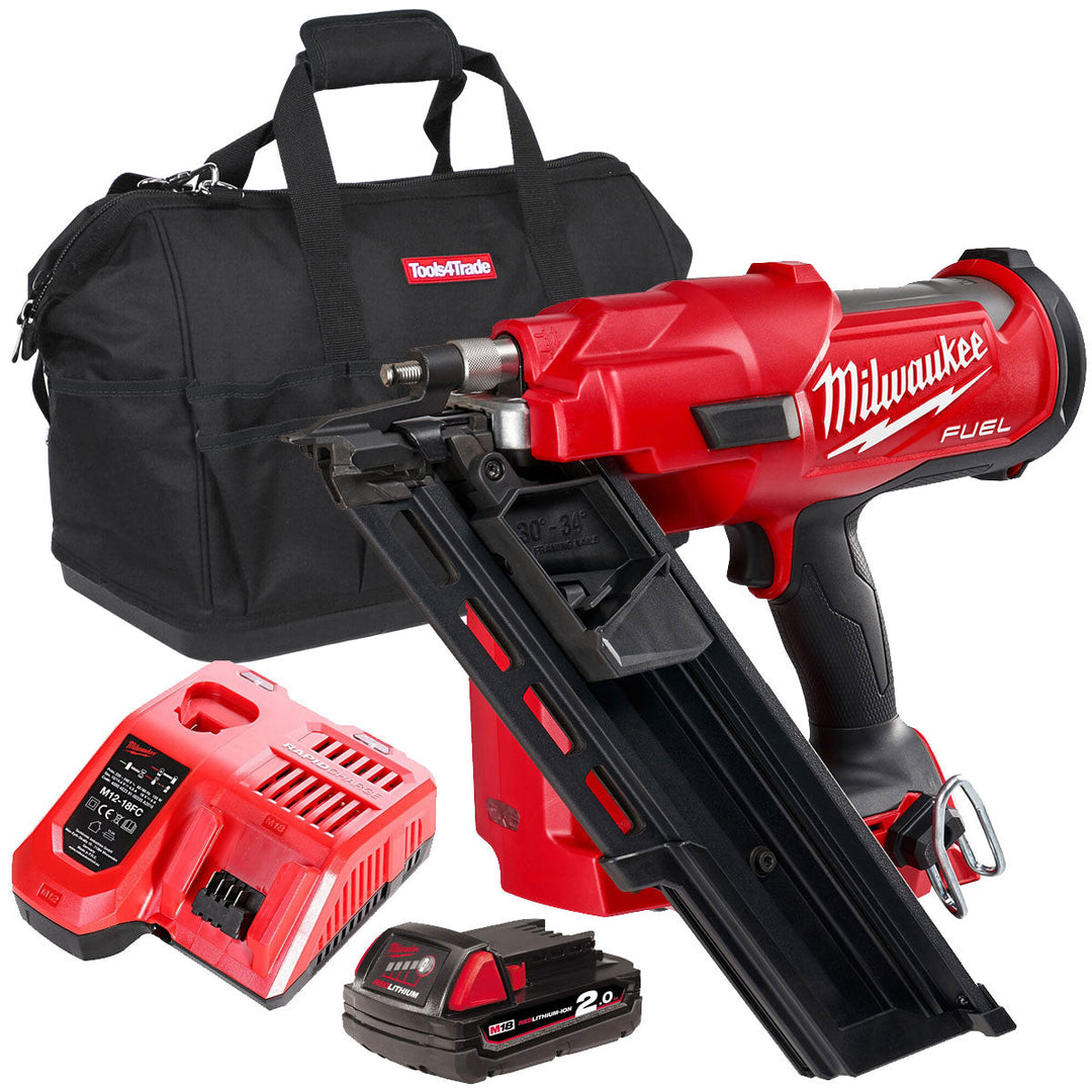 Milwaukee M18FFN-0 18V Brushless First Fix Framing Nailer with 1 x 2.0Ah Batteries Charger & Bag
