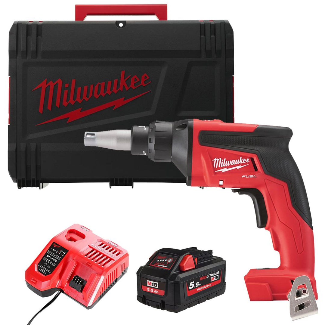 Milwaukee M18FSG-0X 18V Fuel Brushless Screw Gun with 1 x 5.5Ah Battery Charger & Case