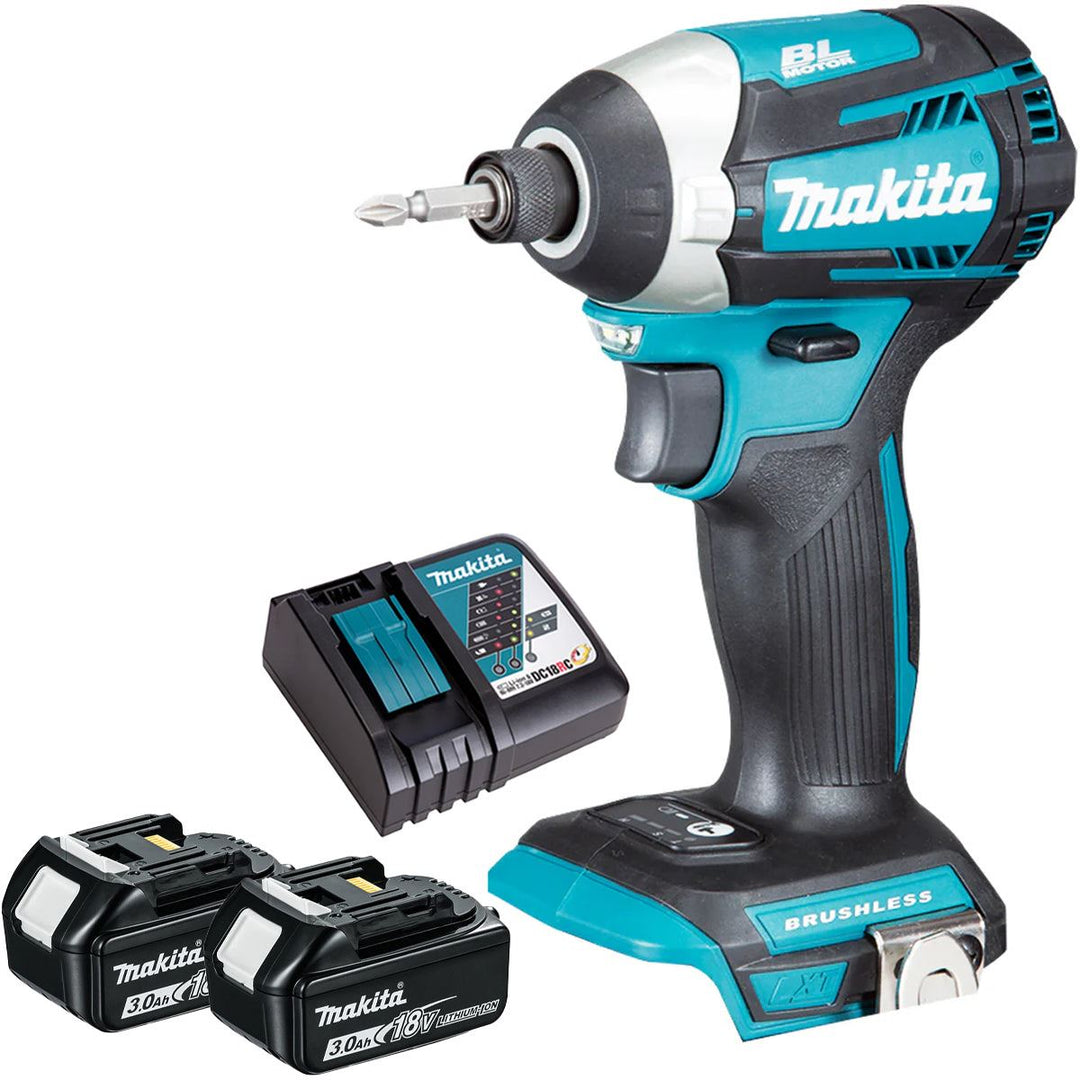 Makita DTD154Z 18V Brushless 1/4" Impact Driver with 2 x 3.0Ah Battery &amp; Charger