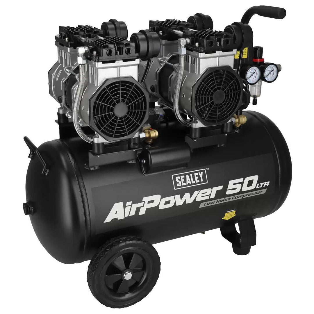 Sealey SAC5001S 50L Low Noise Oil Free Direct Drive Air Compressor 2 x 2hp/230V
