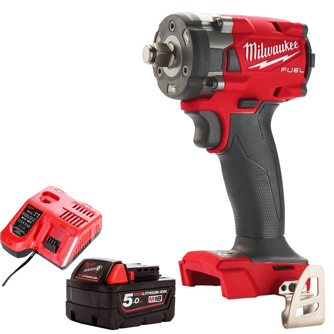Milwaukee M18FIW2F12-0 18V Brushless 1/2" Impact Wrench with 1 x 5.0Ah Battery &amp; Charger