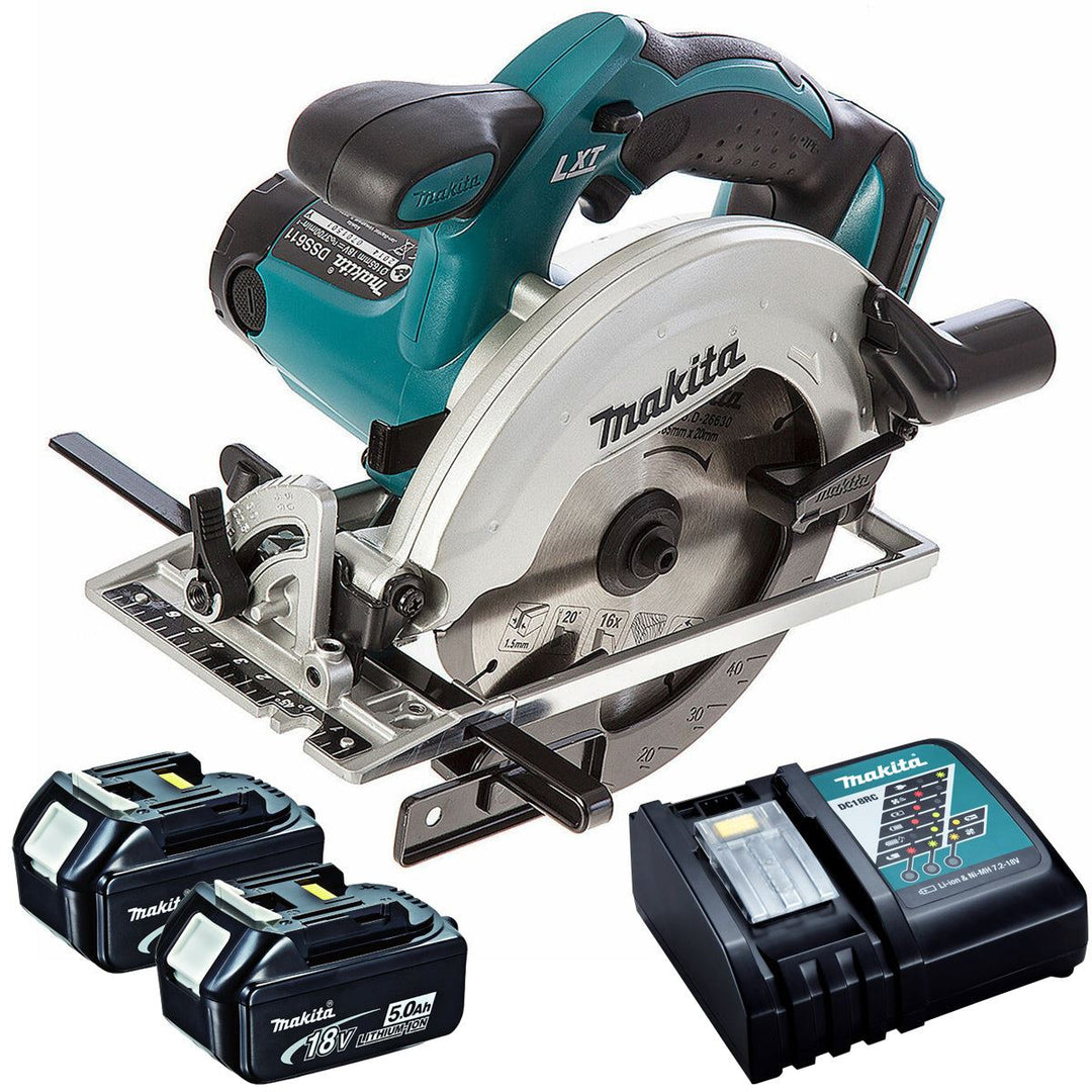 Makita DSS610Z 18V 165mm Circular Saw with 2 x 5.0Ah Battery &amp; Charger