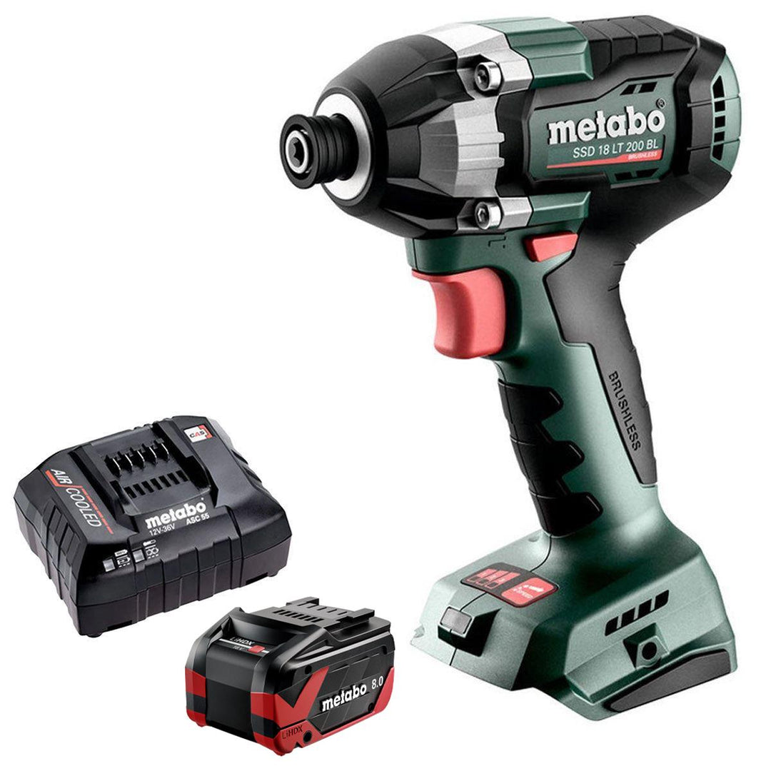Metabo SSD 18 LT 200 BL 18V Brushless 1/4" Impact Driver with 1 x 8.0Ah Battery & Charger