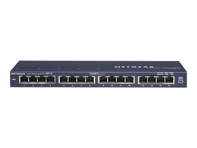 TieDex UK NETGEAR GS116 16 Port Gigabit Desktop Switch - switch - 16 ports - unmanaged